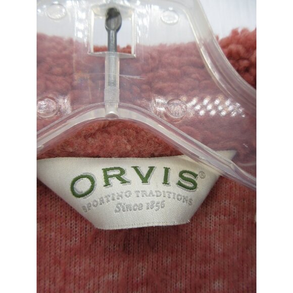 VINTAGE Orvis Jacket Large Salmon Sherpa Fleece Teddy Tapestry Trim * - Picture 10 of 13